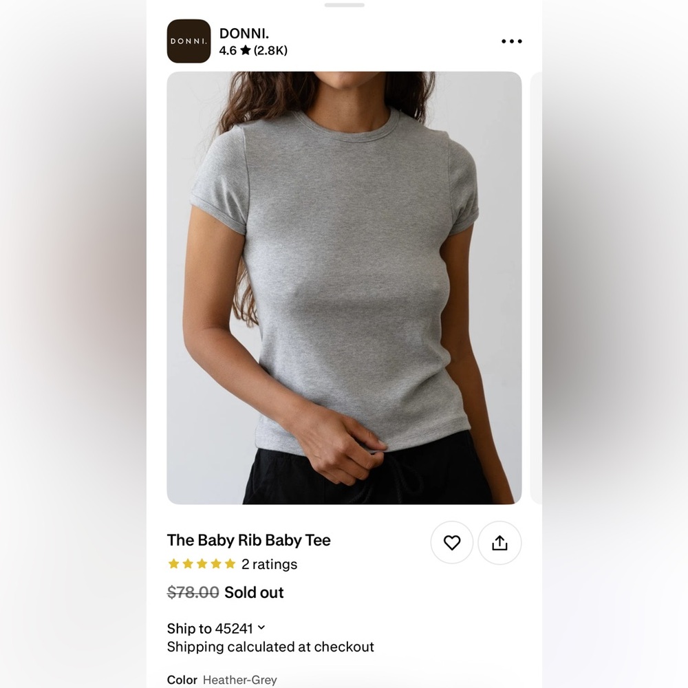 DONNI. Light Gray Ribbed Tee